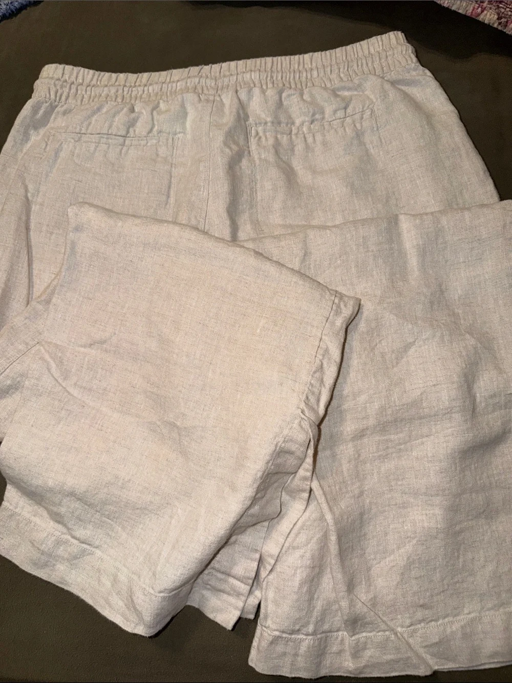 Cream Linen Drawstring Pants